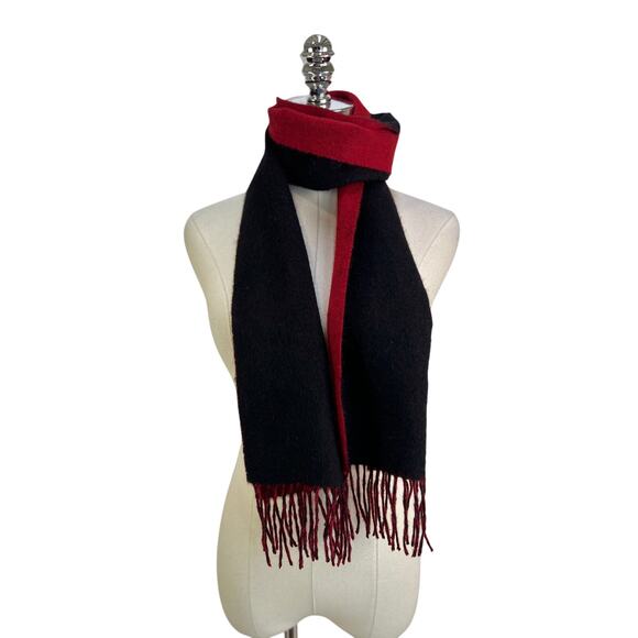 Guy Laroche Cashmere Scarf Black Red - Picture 5 of 6